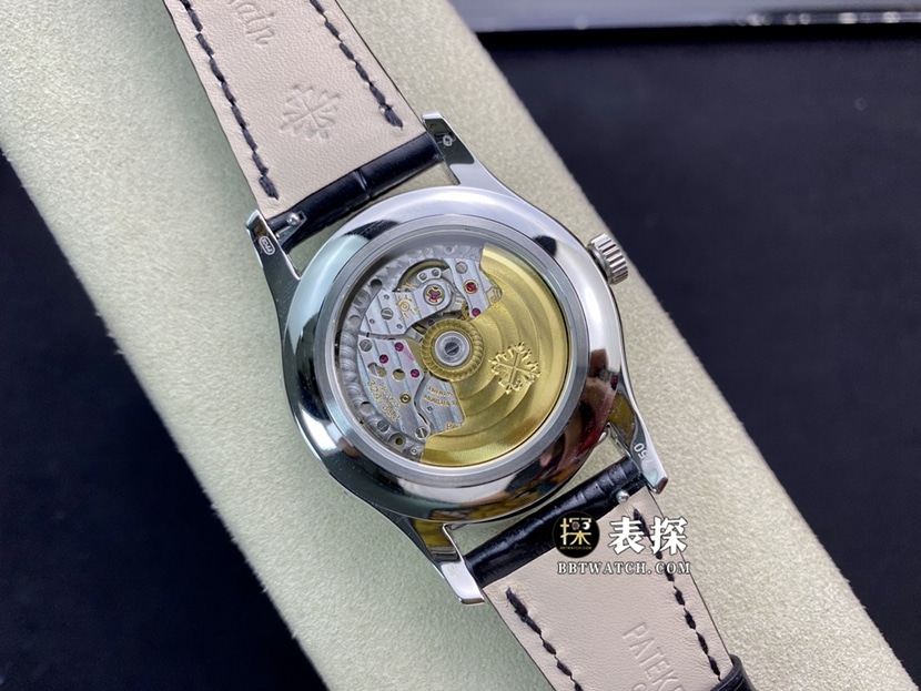 KM factory Patek Philippe complex function timepiece 5205G1:1super watch men's blue dialmoon phaseleather strap model picture and price caseback live photo
