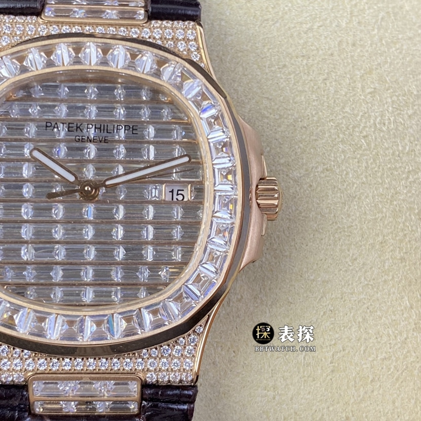 GS factory Patek Philippe sporty and elegant watch men's diamond plate leather strap model pictures and prices front live photo