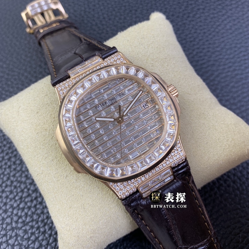 GS factory Patek Philippe sporty and elegant watch men's diamond plate leather strap model pictures and prices front live photo
