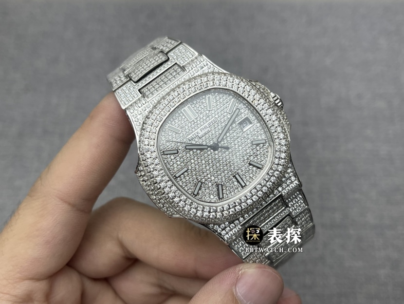 Patek Philippe watch men's Nautilus full diamond steel bracelet model pictures and prices front live photo