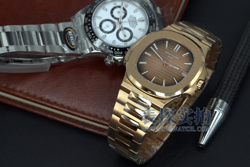 3K FactoryPatek Philippe Nautilustop-tier watch men's rose gold coffee noodle steel bracelet price and picture overall live photos