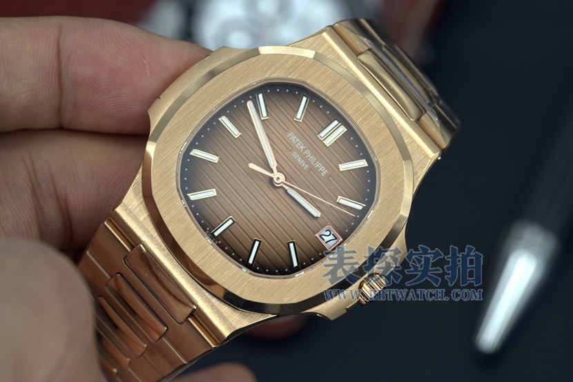 3K FactoryPatek PhilippeNautilustop-tier watch men's rose gold coffee noodle steel bracelet model price and pictures front live photo