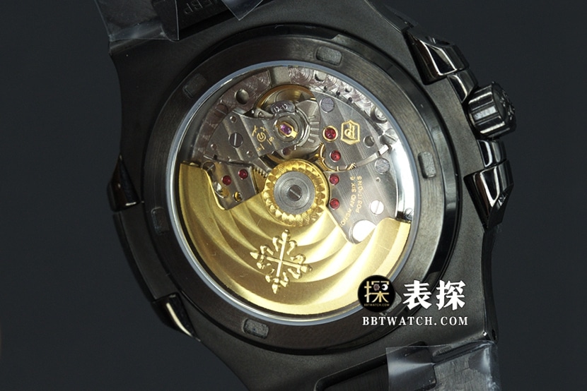 DiWPatek Philippe sporty and elegant watch black dial white needle steel bracelet model pictures and prices caseback live photo