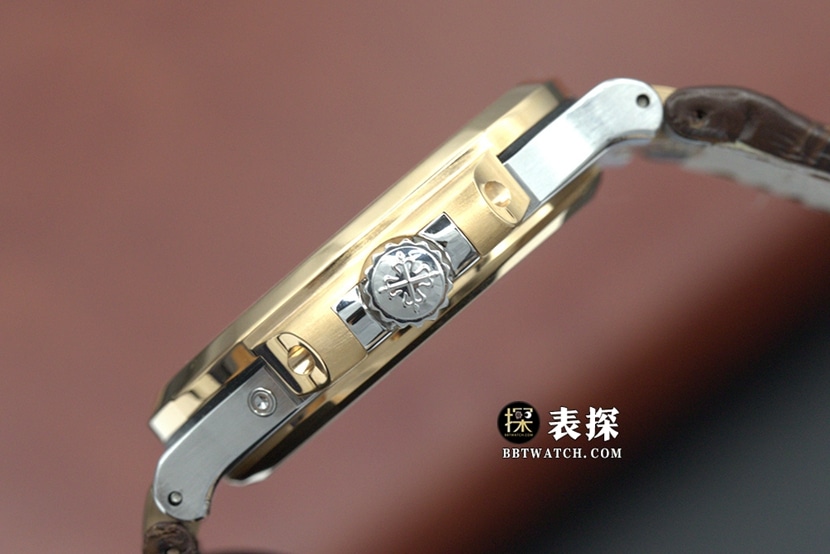 GR factory sporty and elegant Patek Philippe1:1replica watch lume steel king leather strap model 5712GR-001side live photo