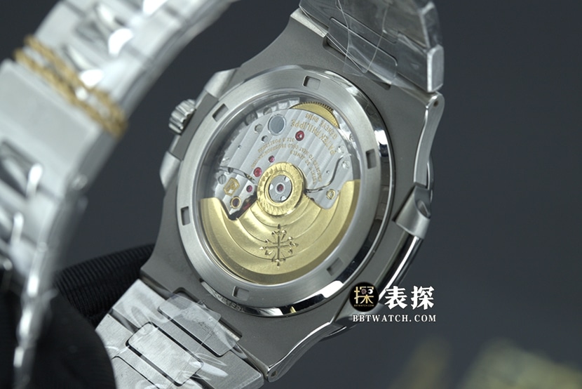 PPF FactoryPatek Philippe sporty and elegant top-tier watch men's olive green Nautilussteel bracelet picture and price caseback live photo
