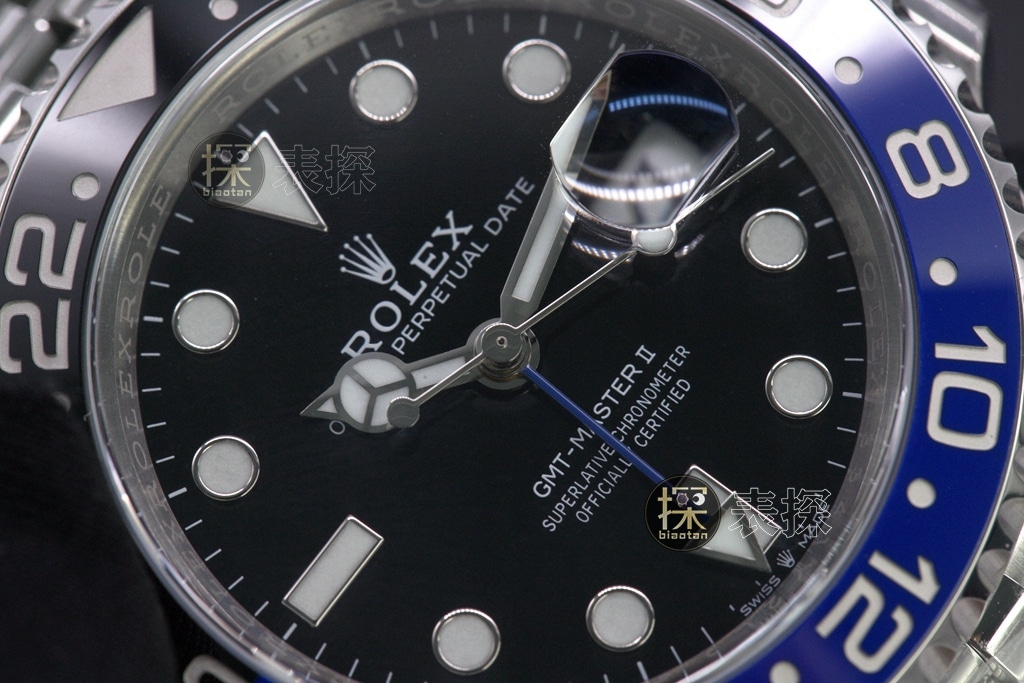C factory Rolex men's GMT-Mastertop-tier 1:1super watch black dial Inter Milan steel bracelet model m126710blnr-0003detail shots