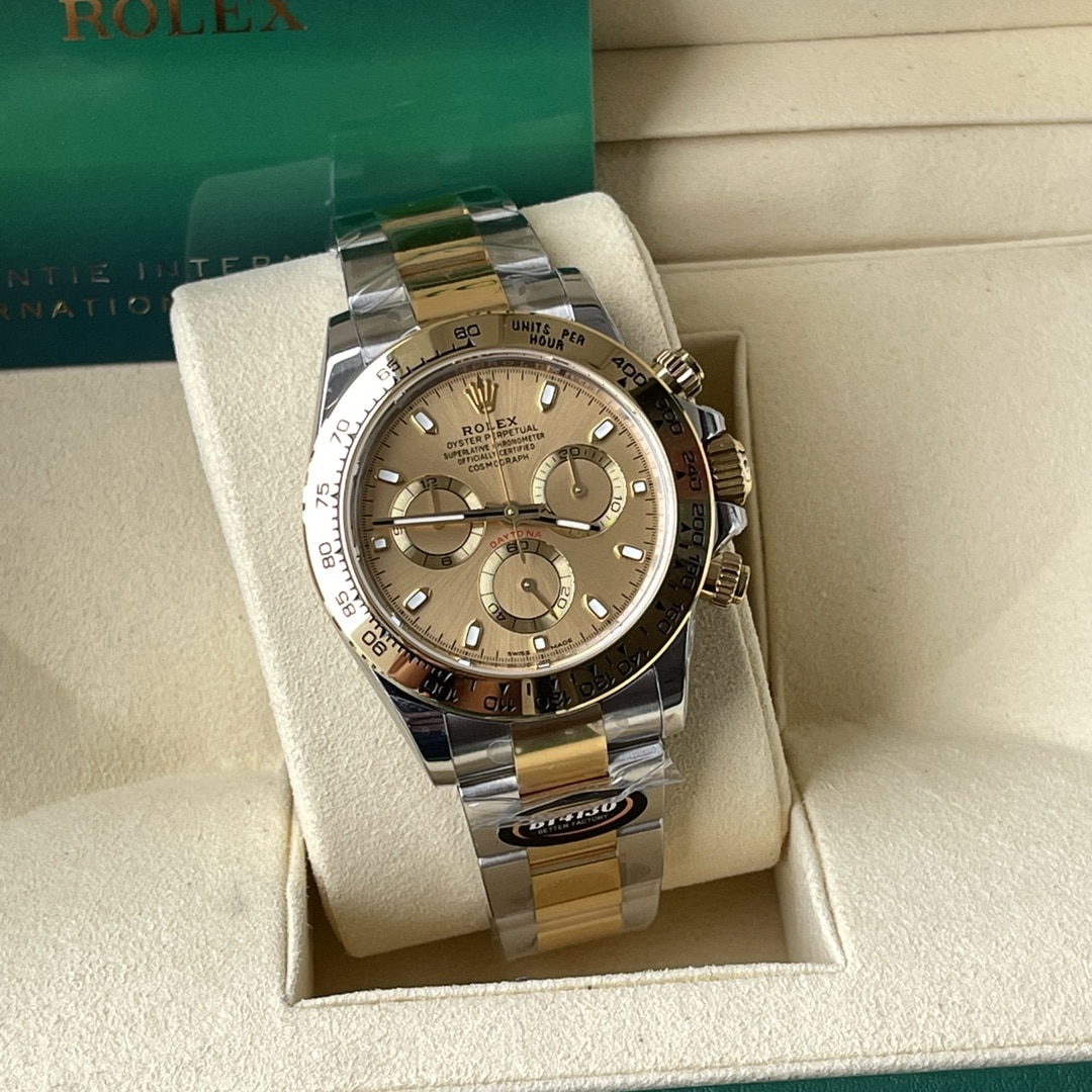 BT factory Rolex men's Daytona1:1super watch gold panda disc steel bracelet model m116503-0003front live photo