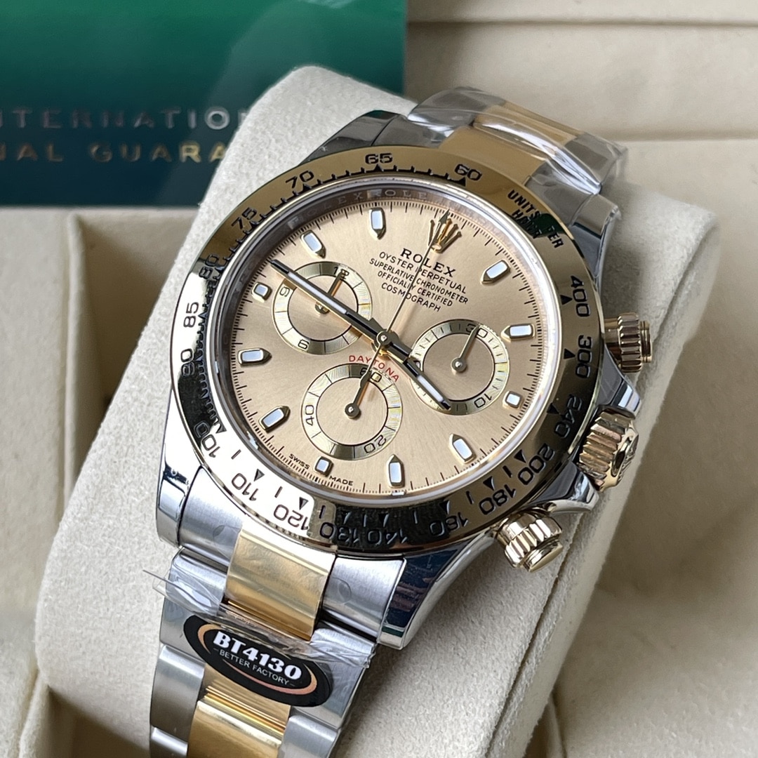 BT factory Rolex men's Daytona1:1super watch gold panda disc steel bracelet model m116503-0003front live photo
