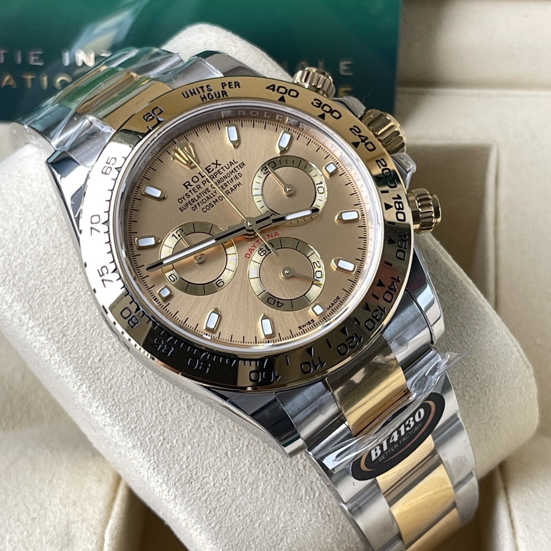 BT factory Rolex men's Daytona1:1super watch gold panda disc steel bracelet model m116503-0003front live photo