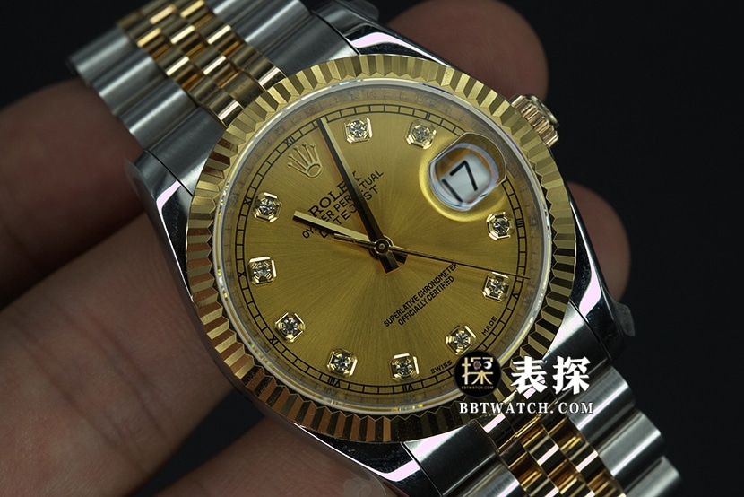 RolexDatejusttop-tier watch gold disc steel bracelet model pictures and prices front live photo