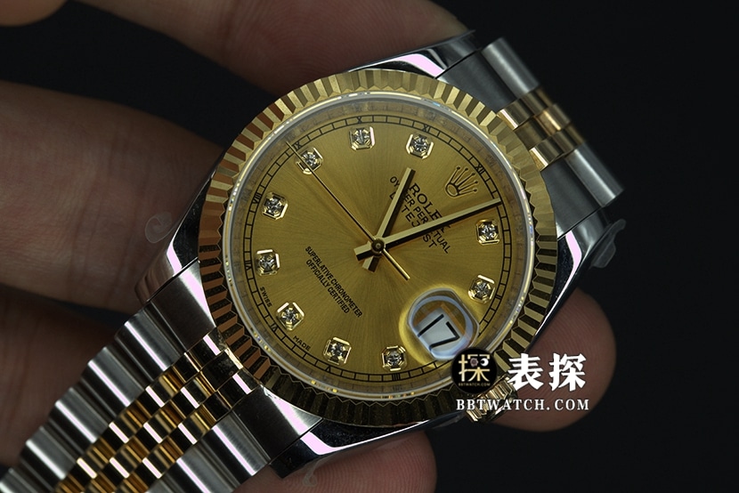 RolexDatejusttop-tier watch gold disc steel bracelet model pictures and prices front live photo