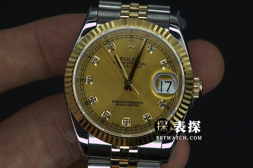 RolexDatejusttop-tier watch gold disc steel bracelet model pictures and prices front live photo