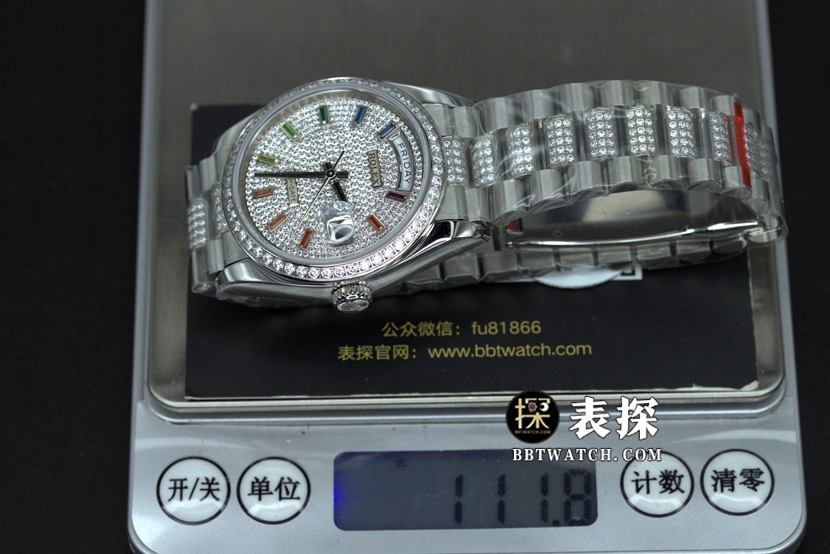BP Factory Rolex Day-Date Super A Watch Full Diamond Dial Steel Band Model Pictures, Price, and Actual Weight Photos