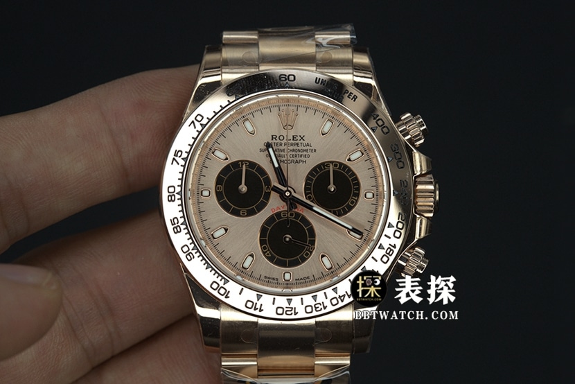 BT factory Rolex Daytona watch men's rose goldsteel bracelet pictures and prices front live photo