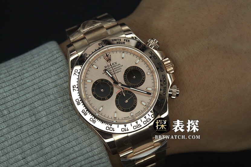 BT factory Rolex Daytona watch men's rose goldsteel bracelet pictures and prices front live photo