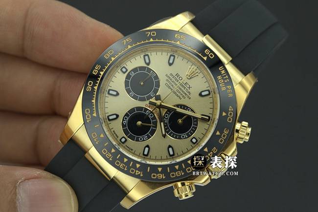 Factory C Rolex men's Cosmograph Daytona1:1super watch champagne panda dial rubber model M116518ln-0048 overall live photos