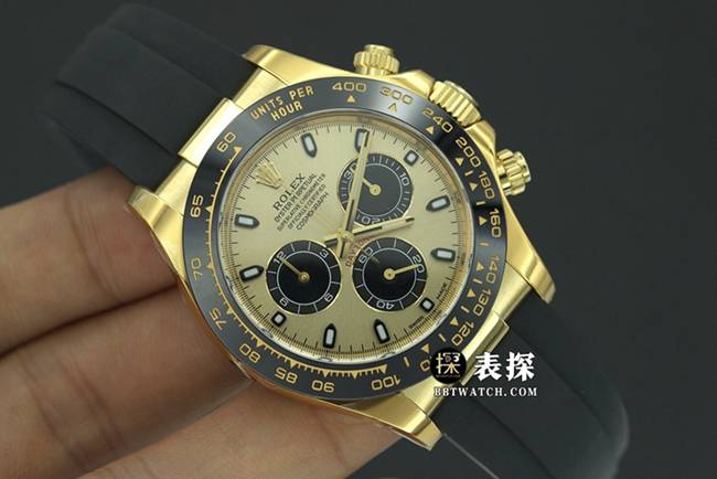 Factory C Rolex men's Cosmograph Daytona1:1super watch champagne panda dial rubber model M116518ln-0048 overall live photos