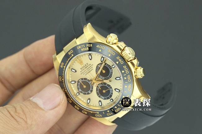 Factory C Rolex men's Cosmograph Daytona1:1super watch champagne panda dial rubber model M116518ln-0048 overall live photos