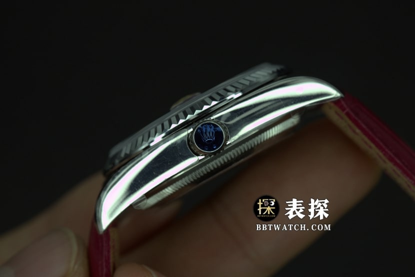 TR factory Rolex Day-Date type watch men's red plate leather strap model pictures and prices side live photo
