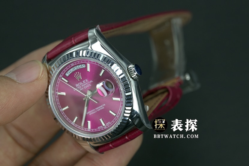 TR factory Rolex Day-Date type watch men's red dial leather strap model pictures and prices overall live photos