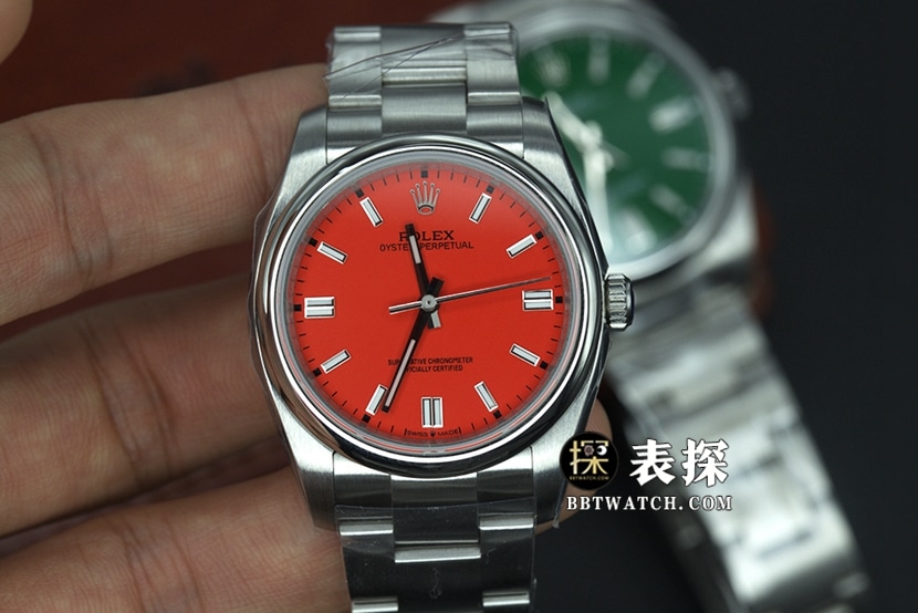 JVS FactoryRolex Oyster Perpetual top-tier watch couple red plate steel bracelet model pictures and prices front live photo