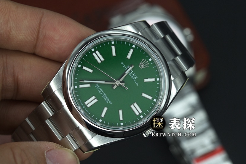 JVS FactoryRolex Oyster Perpetual top-tier watch men's green dialsteel bracelet model pictures and prices front live photo