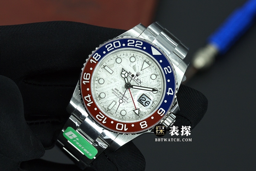 C+ factory RolexGMT-Mastersuper watch men's Pepsi bezelsteel bracelet model pictures and prices front live photo