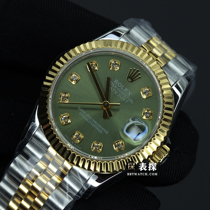 GS factory Rolex log top-tier high-quality watch ladies green dial gold steel bracelet model pictures and prices front live photo