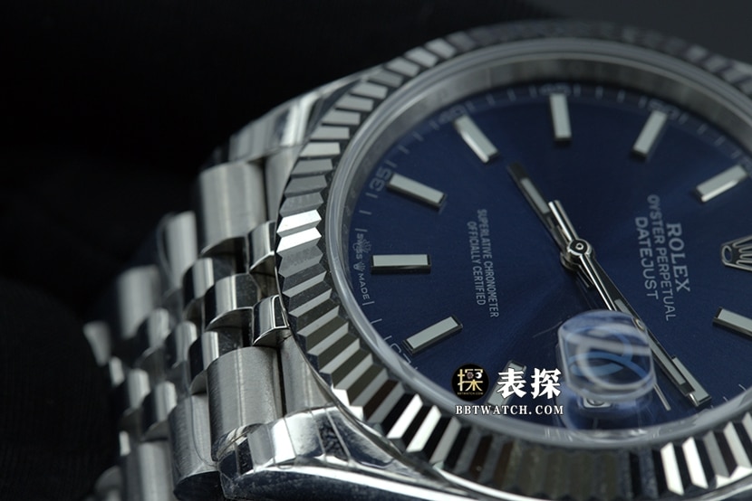 JVS FactoryRolex log top-tier 1:1super watch men's blue dialsteel bracelet model pictures and prices side live photo