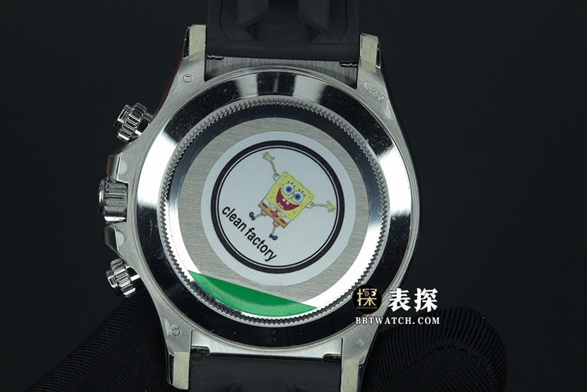 Rolex Cosmograph Daytonatop-tier watch men's stainless steel and black panda dial rubber model pictures and prices caseback live photo