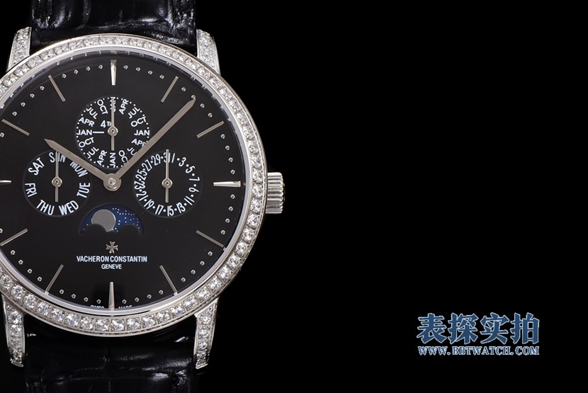 Details of the high-quality Vacheron Constantin heritage series black dial perpetual calendar men's mechanical watch from a major manufacturer