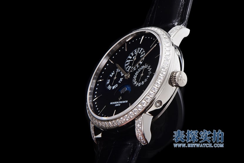 Big factory high-quality Vacheron Constantin heritage series black dial perpetual calendar men's mechanical watch side