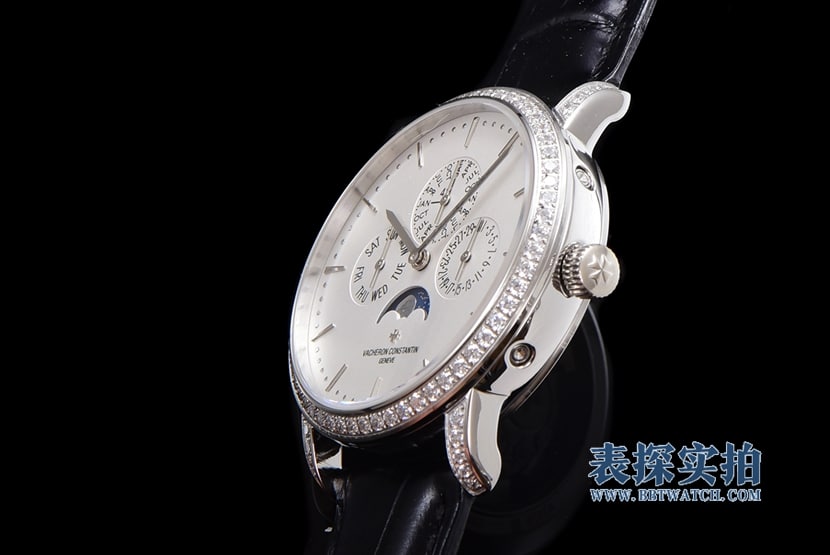 top-tiersuper cloneVacheron Constantin heritage series white steel perpetual calendar men's mechanical watch side
