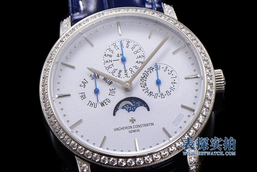 Big factory high-quality Vacheron Constantin heritage series white steel perpetual calendar men's mechanical watch front
