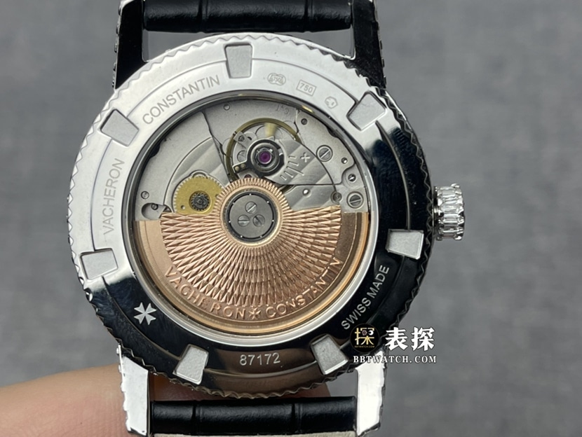 Vacheron Constantin watch ladies pavé diamond dial leather strap model pictures and prices caseback live photo