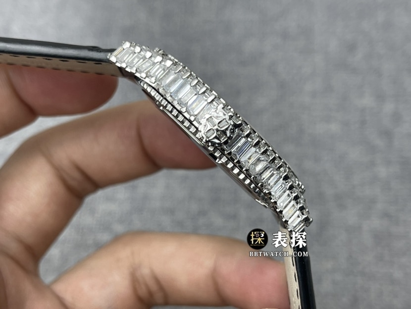 Vacheron Constantin watch ladies pavé diamond plate leather strap model pictures and prices side live photo