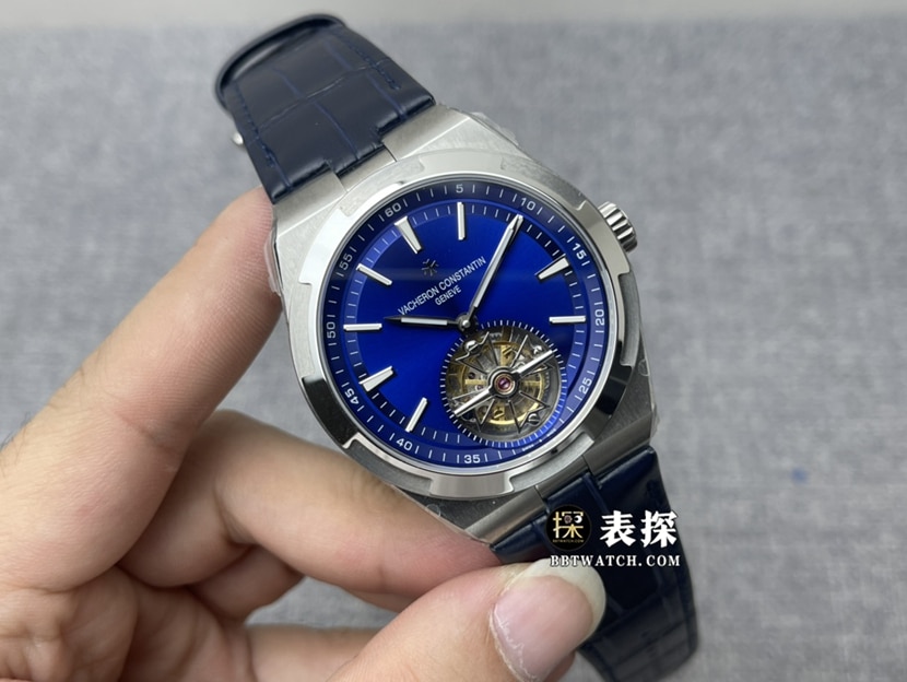 8F factory Vacheron Constantin top-tier watch men's blue dialtourbillonleather strap model pictures and prices front live photo
