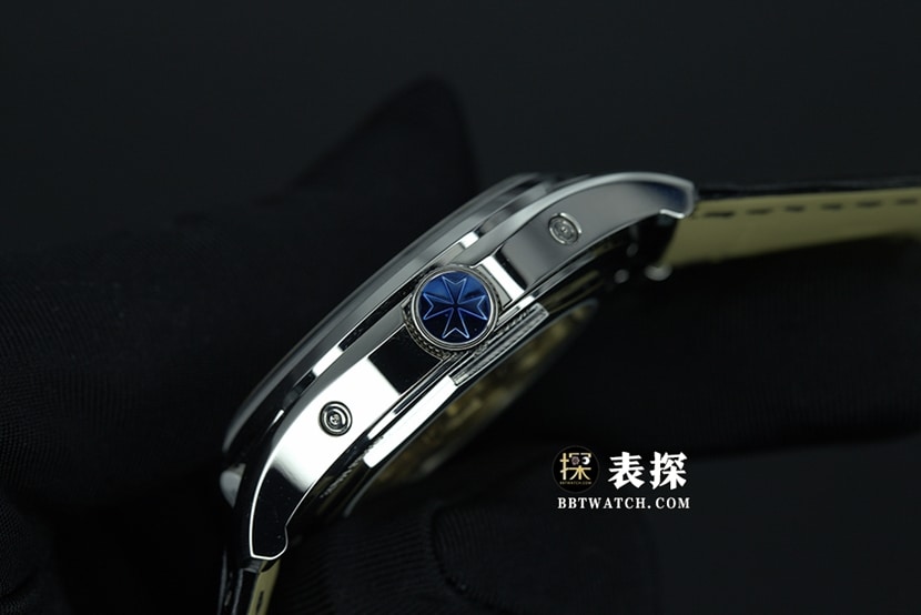 Vacheron Constantin Fifty-Six Top Watch for Men, Milky Gray Dial, Moon Phase, Leather Strap, Pictures and Price, Side View Real Shots