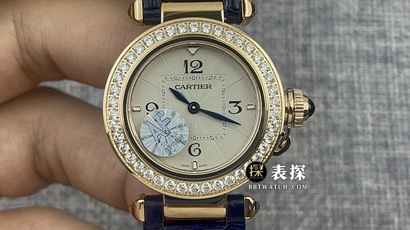 AF FactoryCartier Pasha watch women's silver white dial diamond leather strap model pictures and prices front live photo