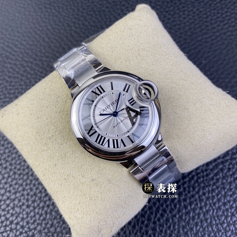 V6 factory Cartier blue balloon top-tier watch ladies silver white dialsteel bracelet model pictures and prices front live photo