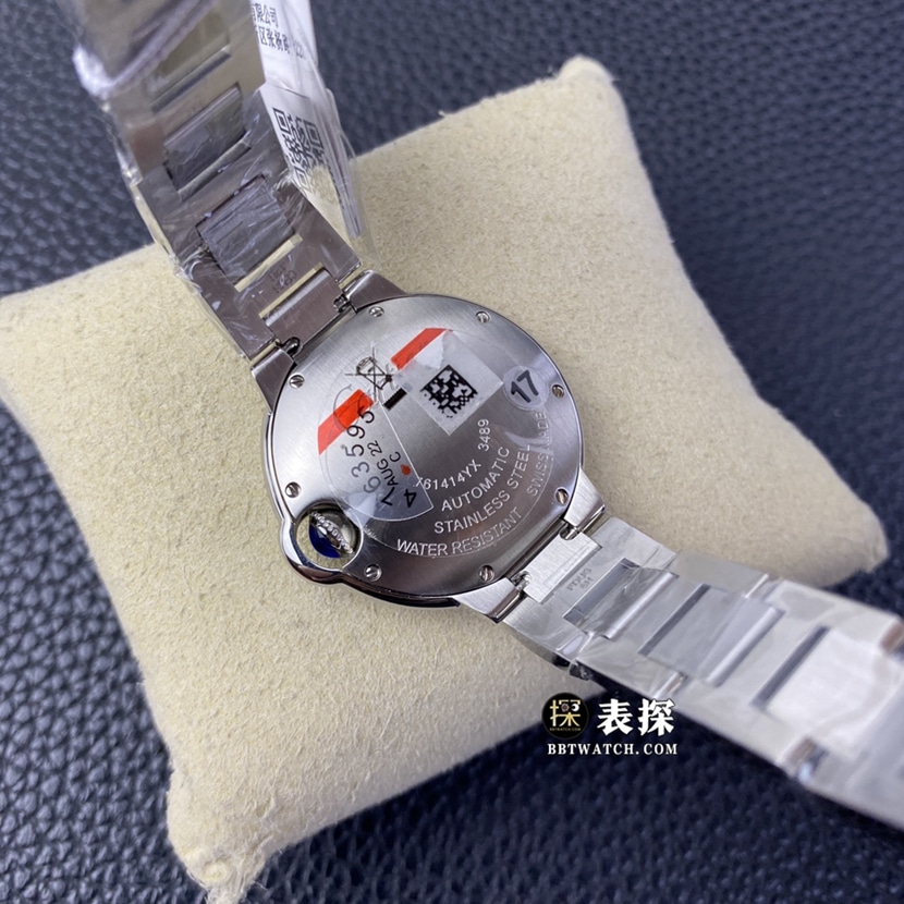 V6 factory Cartier blue balloon top-tier watch ladies silver white dialsteel bracelet model pictures and prices caseback live photo