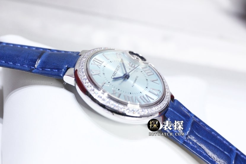GTG factory Cartier blue balloon top-tier watch ladies blue dial diamond leather strap model pictures and prices side live photo