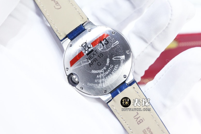 GTG factory Cartier blue balloon top-tier watch ladies blue dial diamond leather strap model pictures and prices caseback live photo