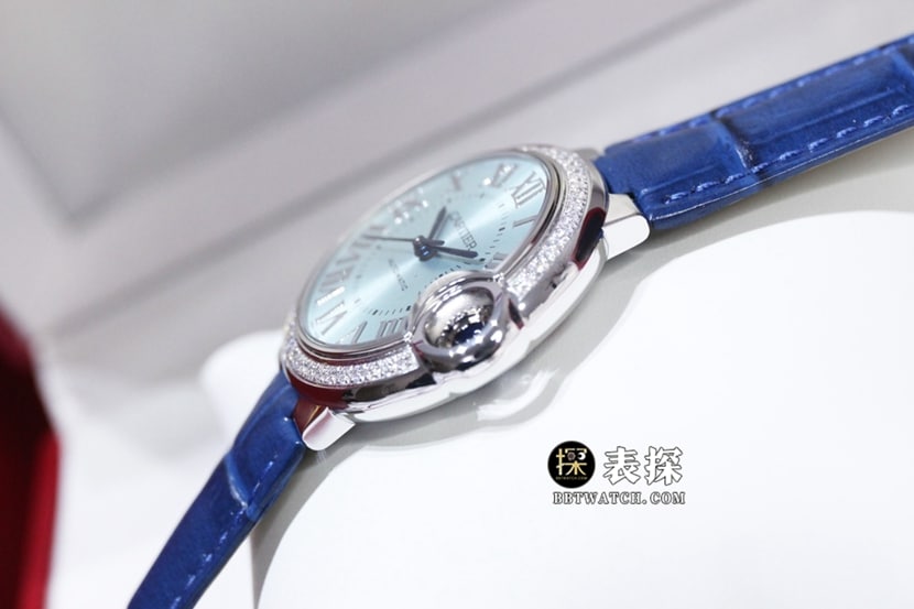 GTG factory Cartier blue balloon top-tier watch ladies blue dial diamond leather strap model pictures and prices side live photo