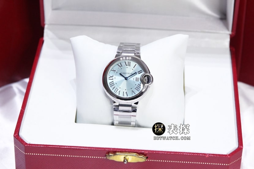 GTG Cartier blue balloon watch ladies light blue dialsteel bracelet model pictures and prices front live photo