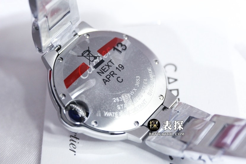 GTG Cartier blue balloon watch ladies light blue dialsteel bracelet model pictures and prices caseback live photo
