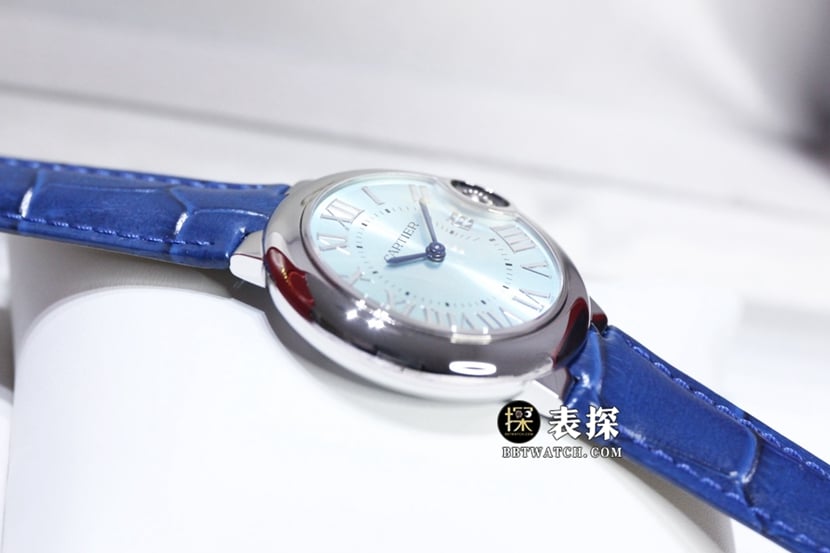 GTG Cartier blue balloon watch ladies blue dialleather strap model pictures and prices side live photo