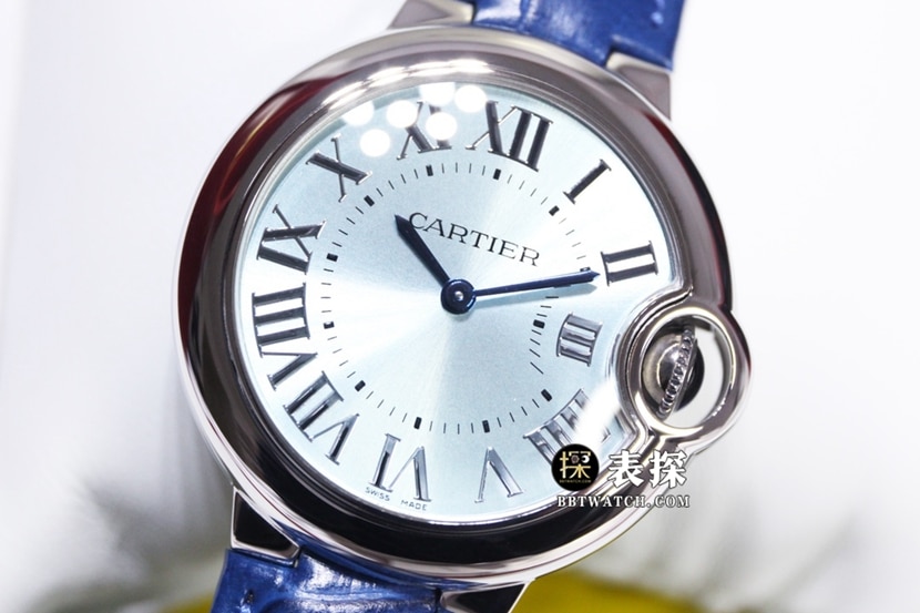 GTG Cartier blue balloon watch ladies blue dialleather strap model pictures and prices front live photo