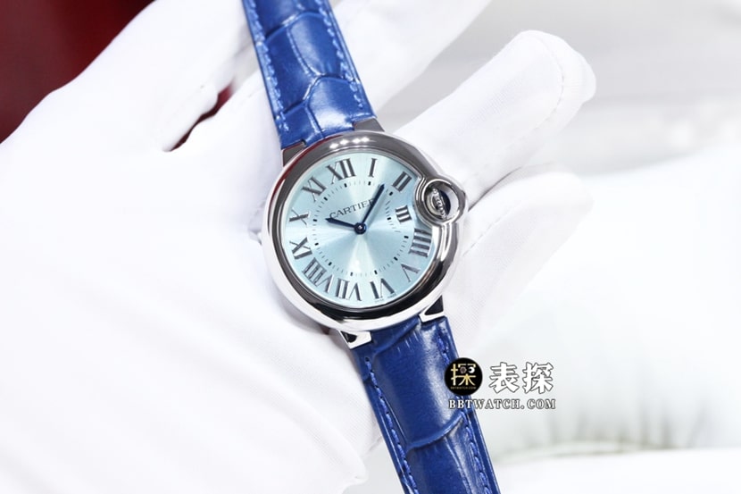 GTG Cartier blue balloon watch ladies blue dialleather strap model pictures and prices front live photo