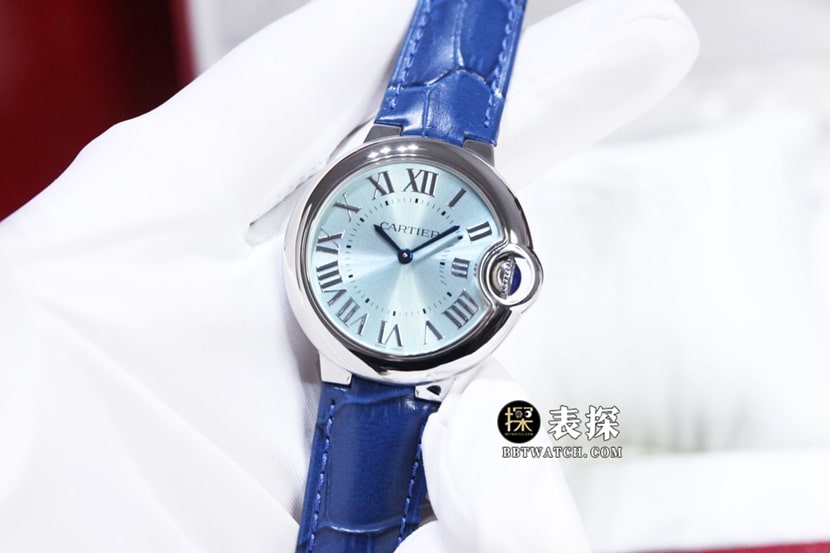GTG Cartier blue balloon watch ladies blue dialleather strap model pictures and prices front live photo